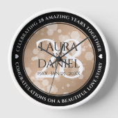 Horloge 28e anniversaire du Mariage de lin élégant (Recto)