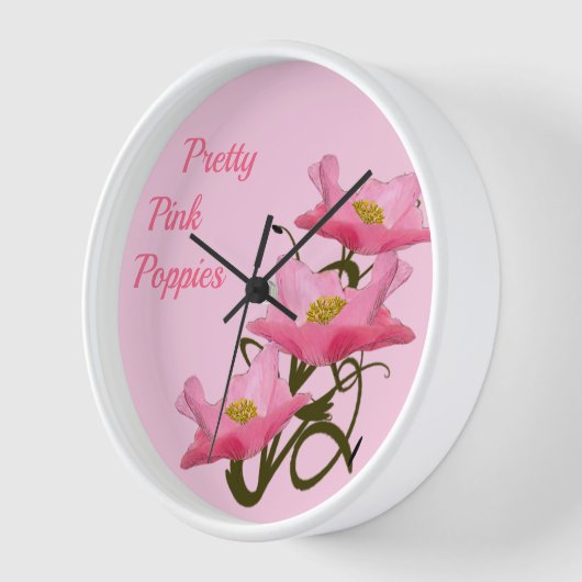 Horloge 3 Fleurs Pavot Rose Personnalisé Fille Elle Shed (Angle)