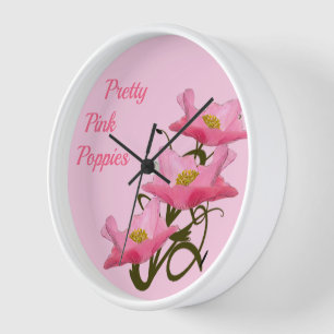 Horloge 3 Girly faits sur commande de fleurs roses de