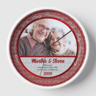 Horloge 40e anniversaire du Mariage Ruby Photo et nom