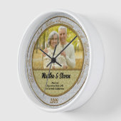 Horloge 50e Anniversaire de Mariage Or Damassé Photo (Angle)