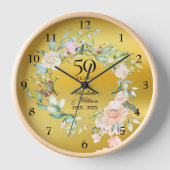 Horloge 50e anniversaire Mariage Rose Floral Gold (Recto)