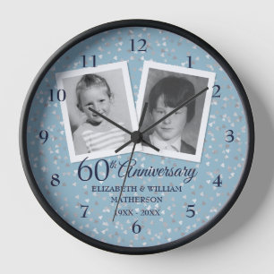 Horloge 60e anniversaire du Mariage diamant 2 Photo