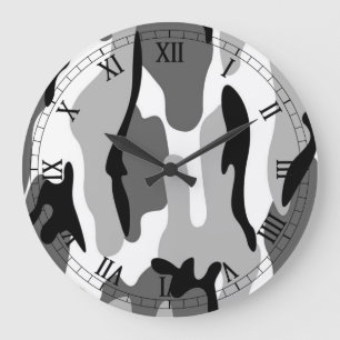 Horloge à chiffres romains camouflage noir blanc g