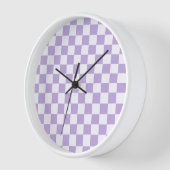 Horloge à damiers Lavande et blanc (Angle)