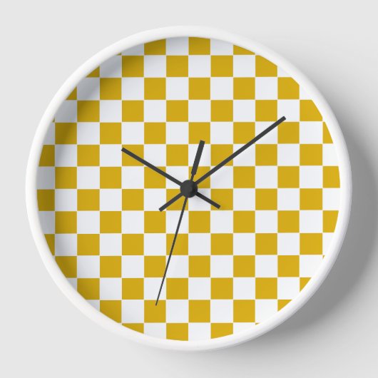 Horloge à damiers moutarde jaune et blanc (Recto)