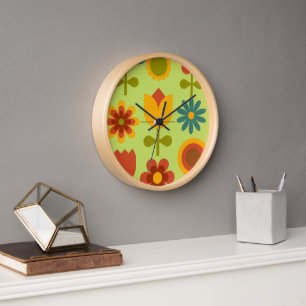 Horloge à fleur rétro - Naturel