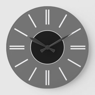 Horloge à fond gris et centre noir avec lignes bla