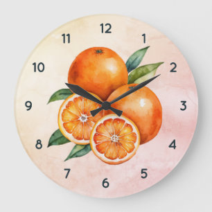 Horloge à l'aquarelle avec fruit orange et chiffre