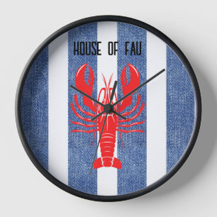Horloge à rayures bleues et blanches en denim avec