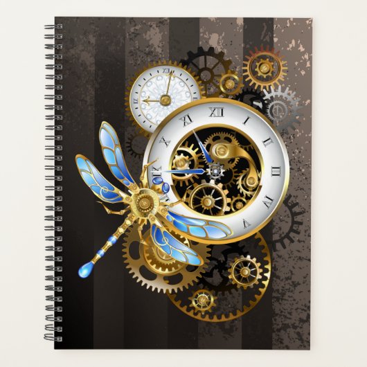 Horloge à vapeur avec libellule mécanique (Devant)