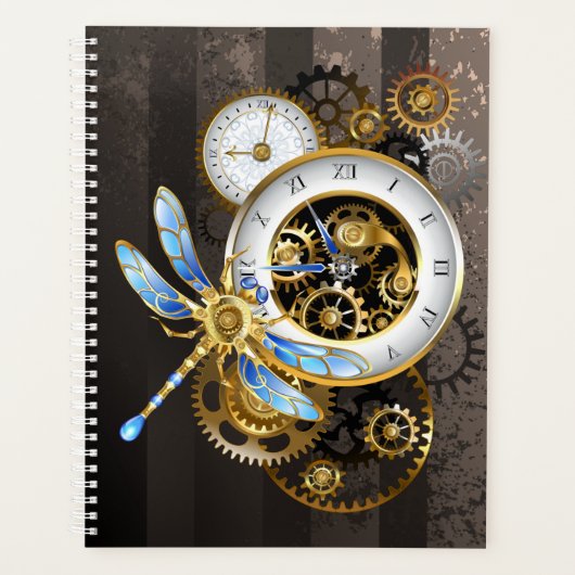 Horloge à vapeur avec libellule mécanique (Devant)