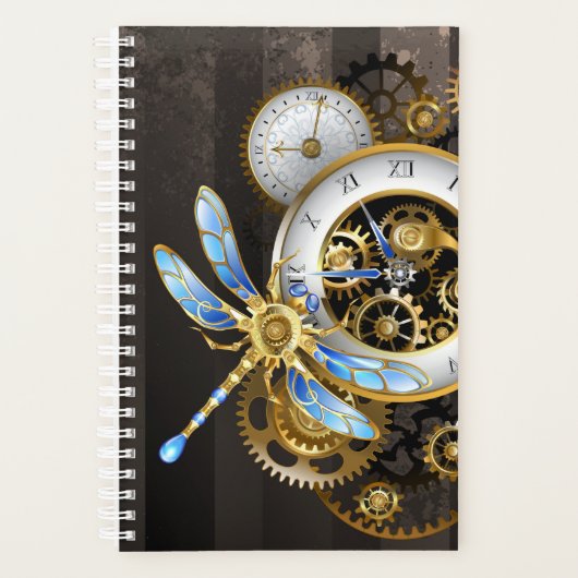 Horloge à vapeur avec libellule mécanique (Devant)