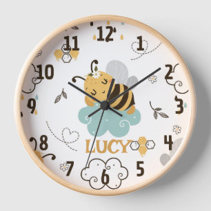 Horloge Abeilles de miel mignonnes et peignes Nuages Enfan