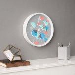 Horloge Abstrait Bauhaus demi-cercles Mod Pop Art Motif<br><div class="desc">Beau bleu contemporain, vert menthe, corail orange et rose vif demi-cercles et motif carré Design élégant et branché pour le design artistique d'intérieur, la diva de mode artistique, populaire branché, vintage rétro, style Art nouveau déco, ou amateur abstrait de motifs géométriques numériques graphiques. Disponible sur une variété de produits de...</div>