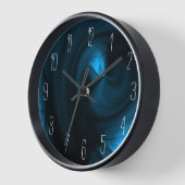 Horloge Abstrait Black Smoke Swirl - Bleu (Angle)
