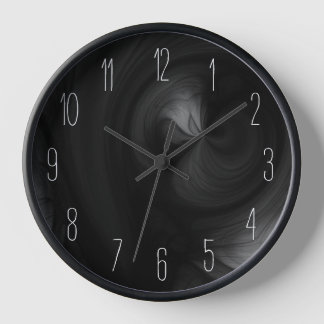 Horloge Abstrait Black Smoke Swirl - gris foncé