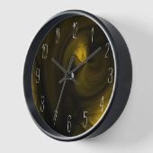 Horloge Abstrait Black Smoke Swirl - Jaune (Angle)
