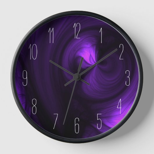 Horloge Abstrait Black Smoke Swirl - Violet (Recto)
