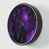 Horloge Abstrait Black Smoke Swirl - Violet (Angle)