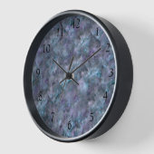 Horloge Abstrait bleu violet turquoise quartz marbre grani (Angle)