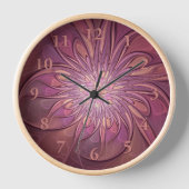Horloge Abstrait Floral Fractal Art Berry couleurs (Recto)