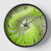 Horloge Abstrait Moderne Lime Green Spiral Fractal (Recto)