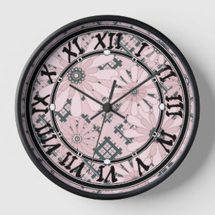 Horloge Abstrait sans couture moderne à damiers plaid flor