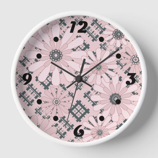 Horloge Abstrait sans couture moderne à damiers plaid flor (Recto)