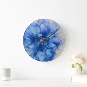 Horloge Abstraite à fleurs bleues (Maison)
