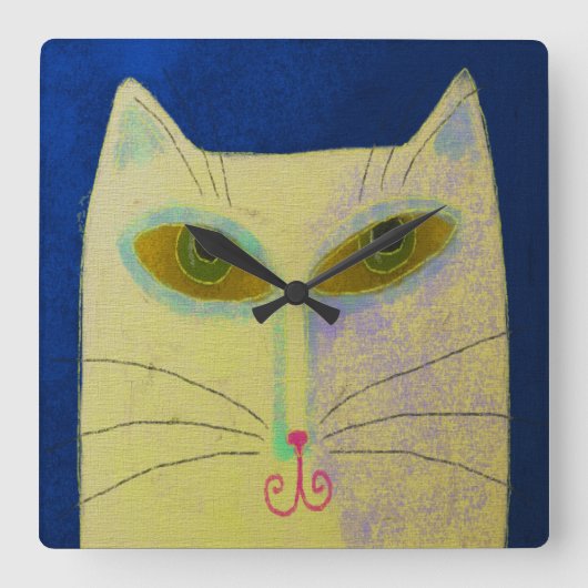 Horloge Abstraite d'art de Chat Jaune (Recto)