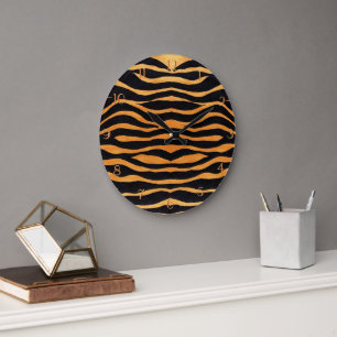 Horloge Abstraite du mur d'impression de tigre