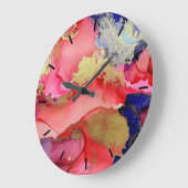 Horloge Abstraite Mur Acrylique Rouge Or (Angle)