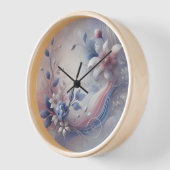 Horloge Abstraite Pastel Floral (Angle)