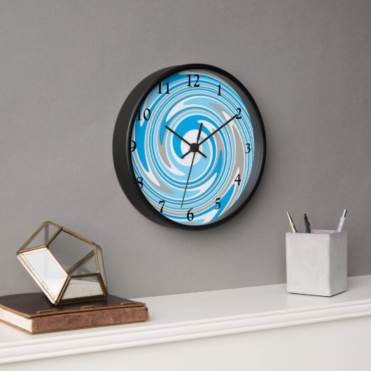 Horloge Abstraite spirale bleue et grise (Bureau)