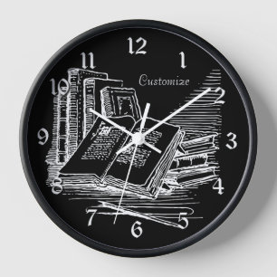 Horloge Académie personnalisée noir et blanc