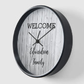 Horloge Accueil rustique moderne Nom de famille shiplap gr (Angle)