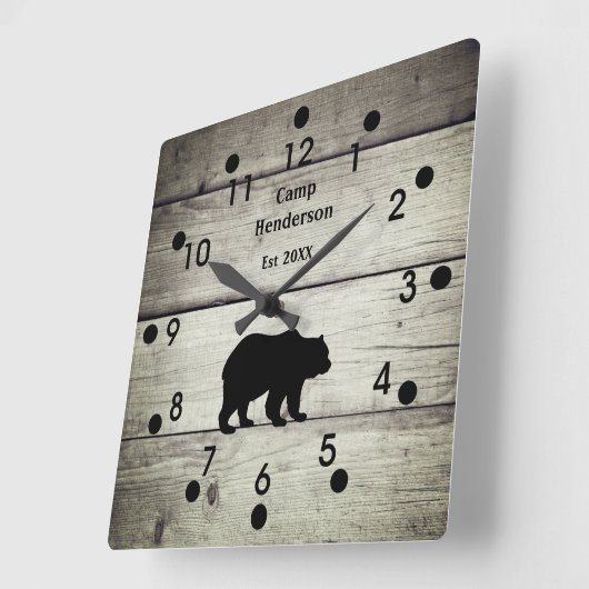 Horloge acrylique du camp d'ours rustique (Angle)