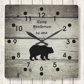 Horloge acrylique du camp d'ours rustique