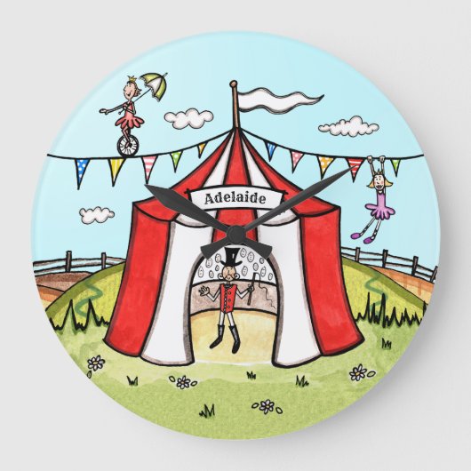 Horloge acrylique pour enfants Cirque personnalisé (Recto)