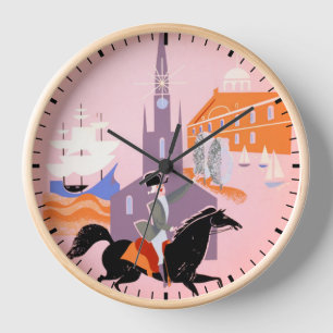 Horloge Affiche De Voyage Pour Allegheny Airlines À Boston