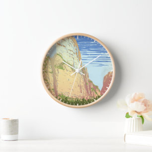 Horloge Affiche Vintage voyage Pour Le Parc National De Si