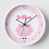 Horloge Agneau de fille rose mignonne Kawaii Nursery Nom d (Recto)