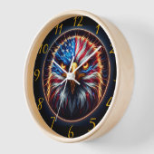 Horloge Aigle Majestic Illuminé : Yeux Bleus & Éclair (Angle)