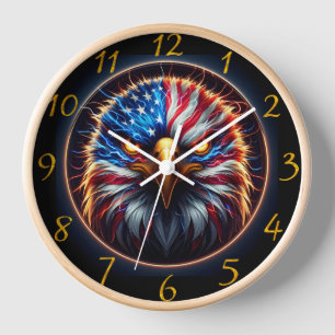 Horloge Aigle Majestueux Illuminé: Yeux Bleus & Éclair