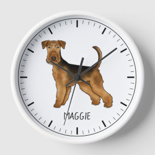 Horloge Airedale Terrier Cute Dessin Chien Et Nom Personna