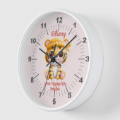 Horloge Ajouter le nom Texte, Bébé Tigre avec Casquette su (Angle)