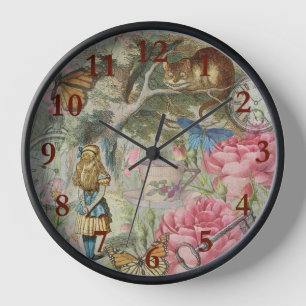 Horloge Alice Cheshire Chat Wonderland Tree Garden