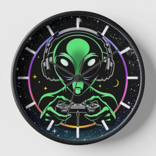 Horloge Alien Lecture de jeux vidéo avec Arrière - plan ét