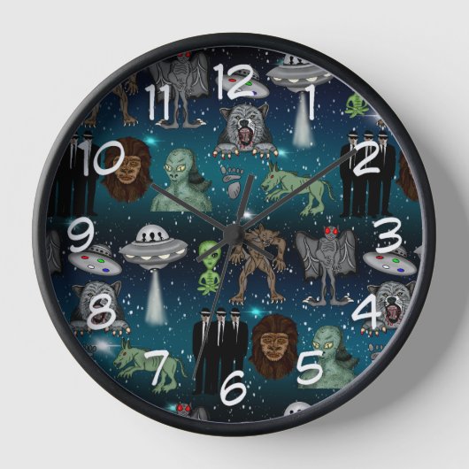 Horloge Aliens OVNI Chupacabra Bigfoot Cryptids (Recto)